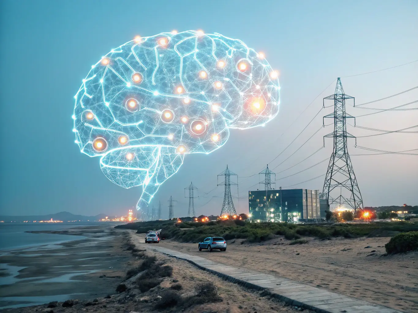 A visually striking image representing AI-powered web design and dedicated support, highlighting the comprehensive nature of the Premium web design package.